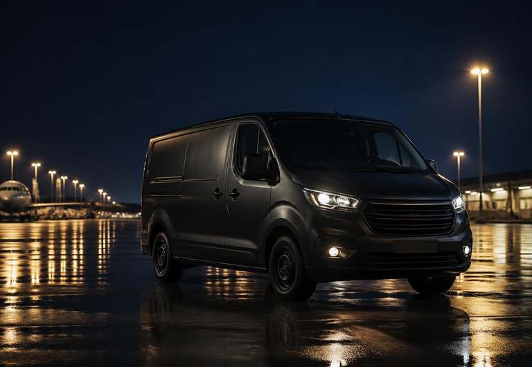 Courier van loading at night ready for a same day Sussex delivery